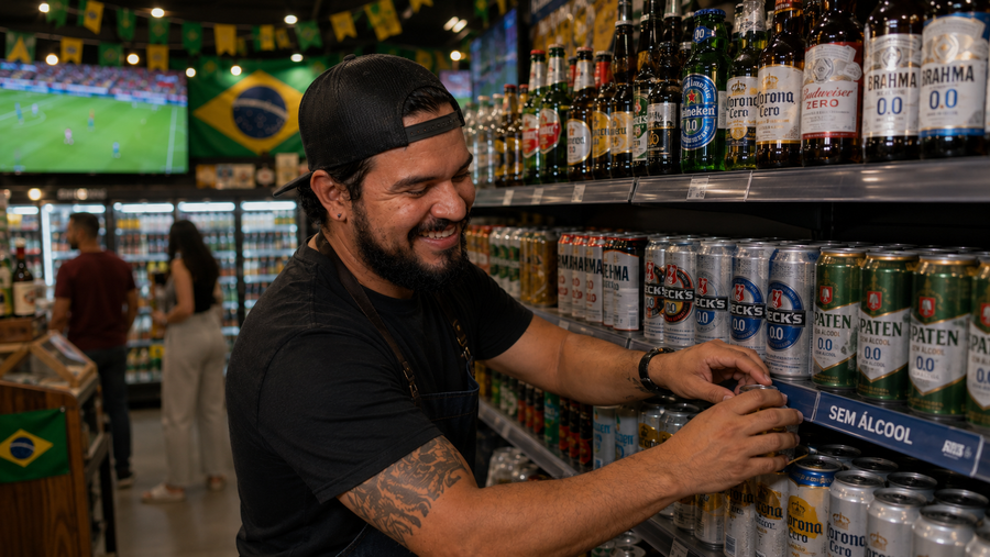 As buscas por cerveja zero cresceram quase 1.000% antes da Copa — e isso muda o que você precisa ter no estoque